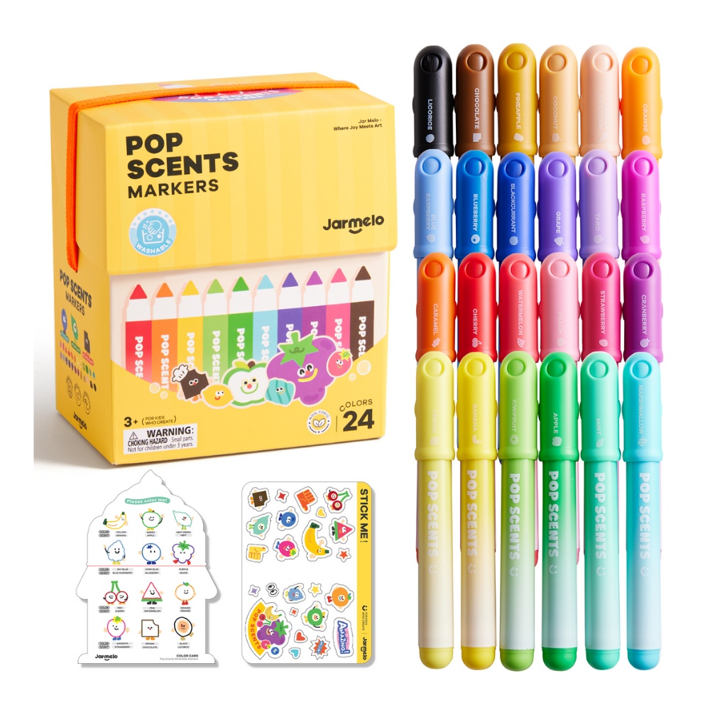 Jar Meló - Scented Markers - 24 Washable Non-Toxic Colours