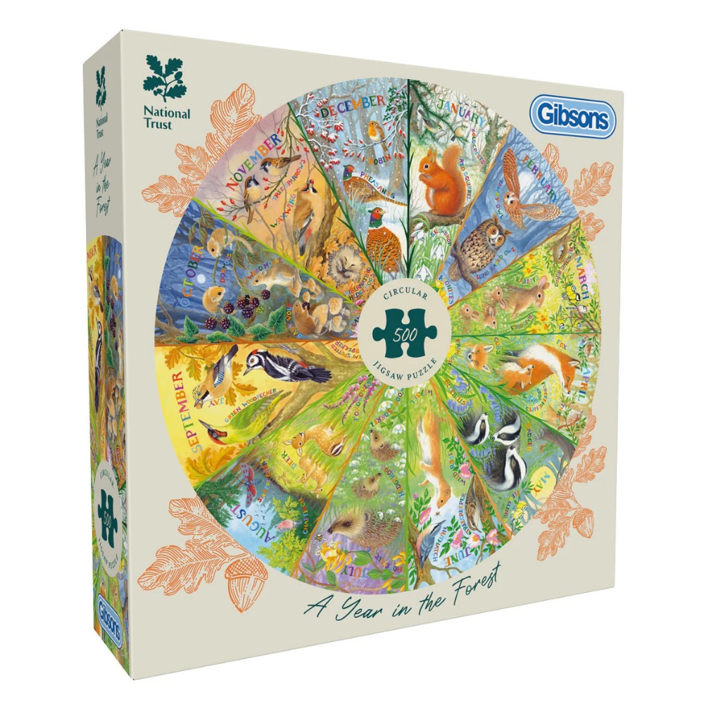 Gibsons - National Trust: A Year in the Forest - 500 Piece Circular Jigsaw Puzzle