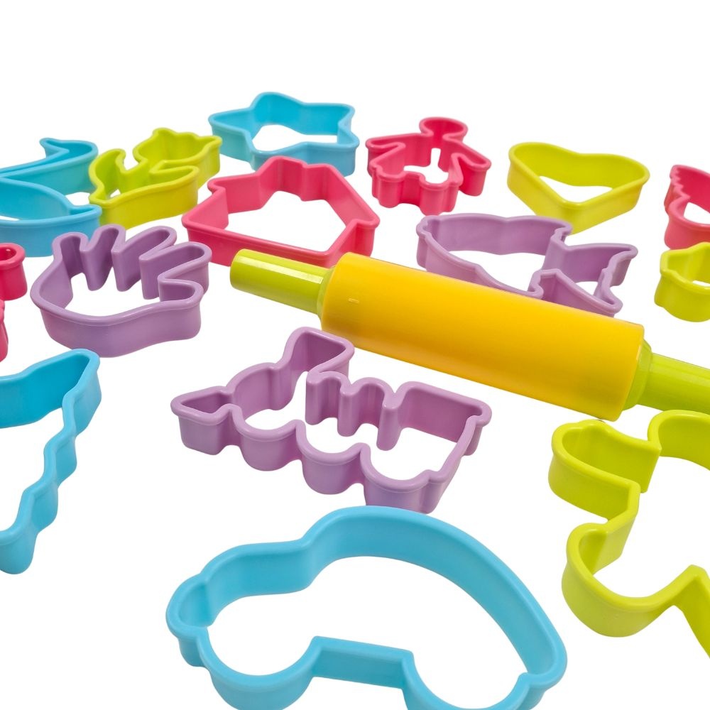 Greenbean - Large Cookie Cutter & Rolling Pin Set - Pastel - 17pcs