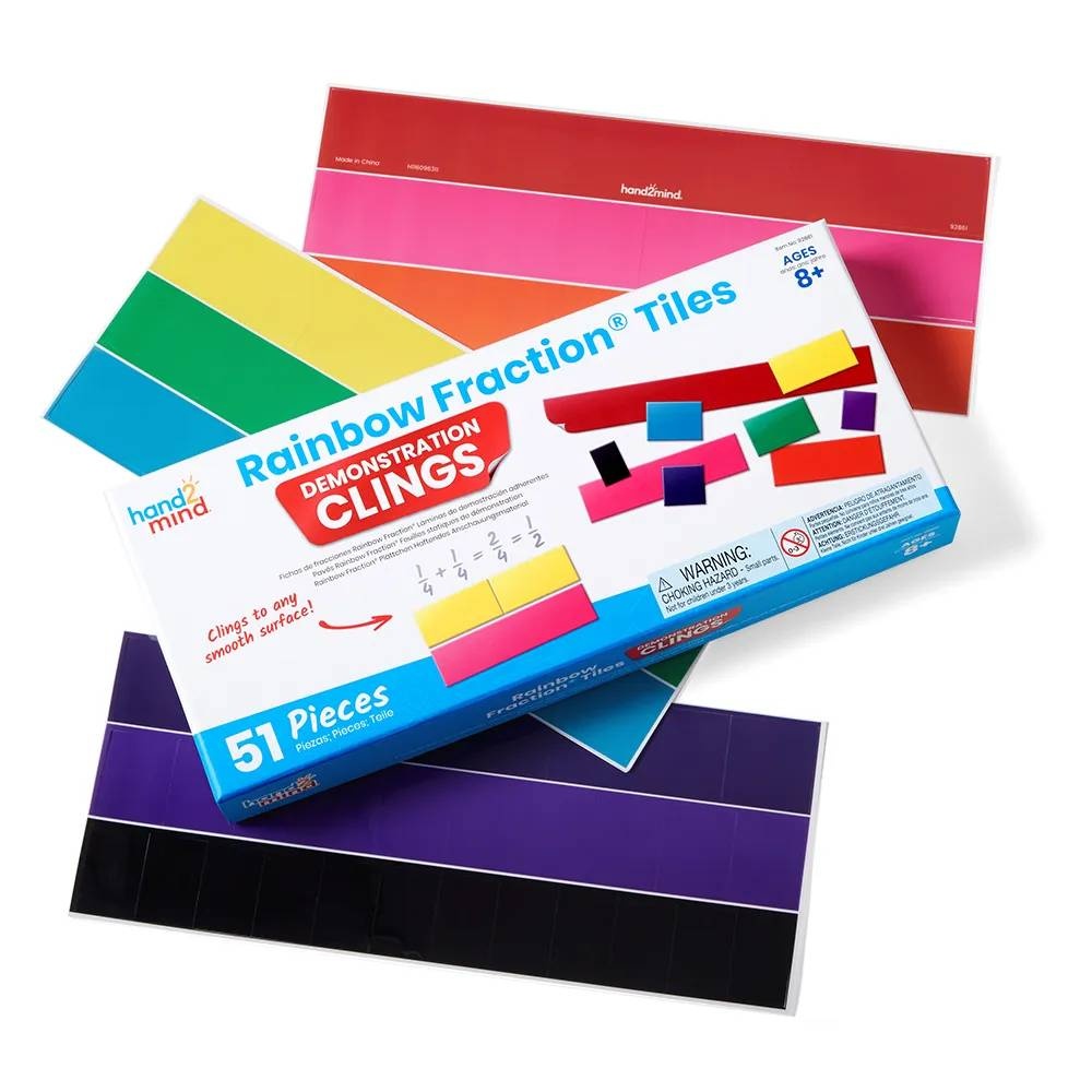 Hand2Mind - Rainbow Fraction® Tiles Demonstration Clings: 51 Pieces