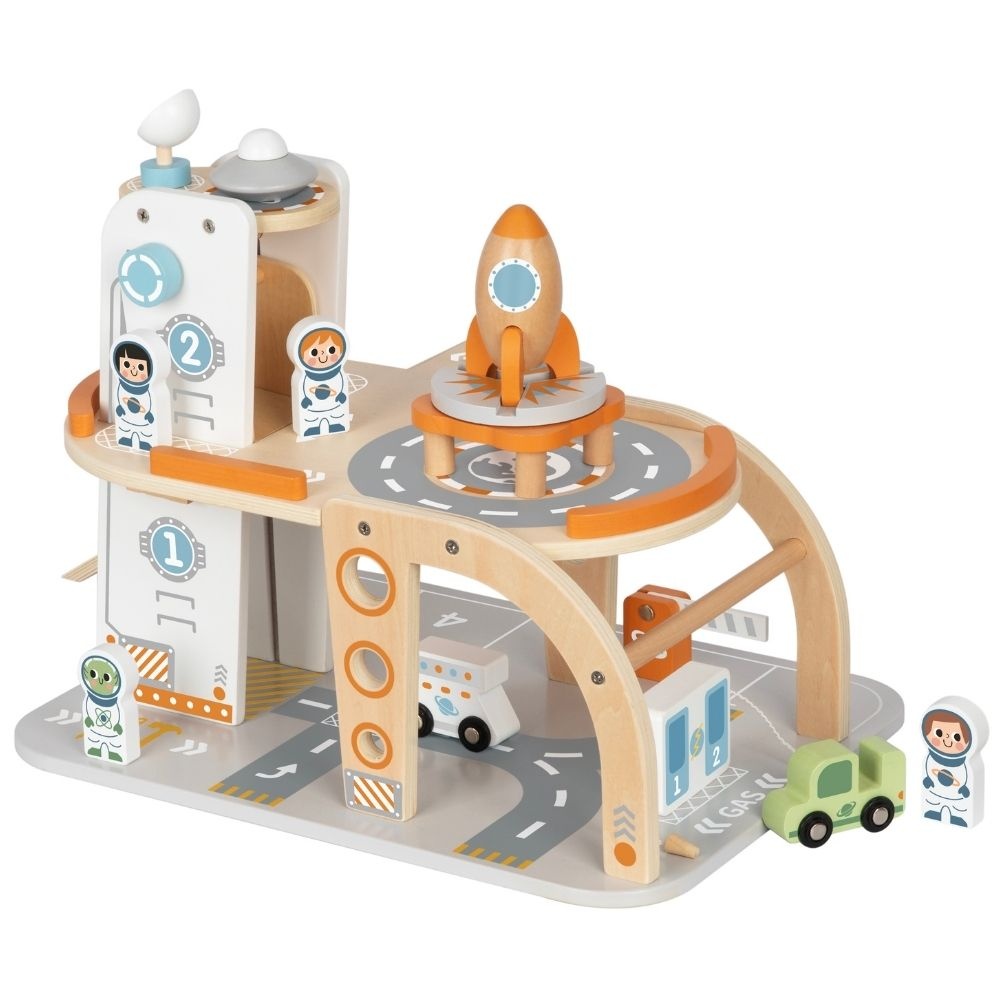 TookyToy - Pretend Play Wooden Space Station Toy Set - 14 Pieces