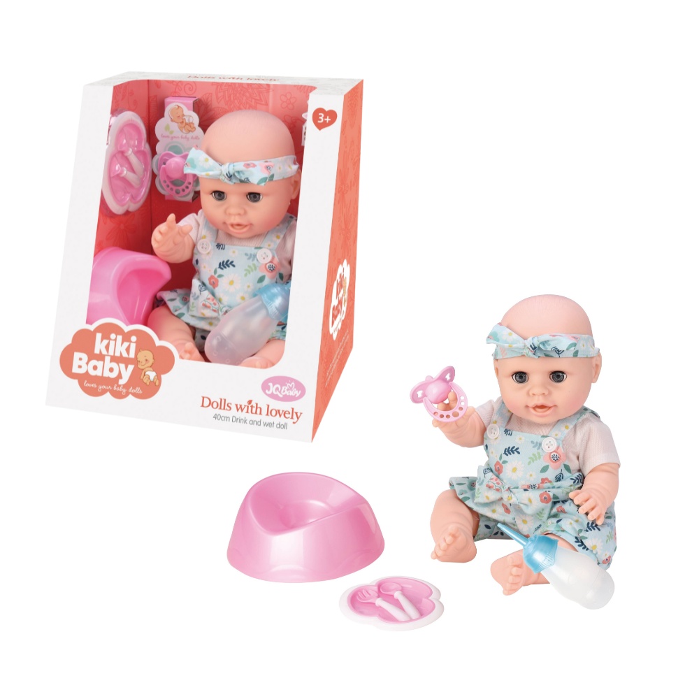 Baby Doll with Blue Clothing, Potty & Accessories - Vinyl Body - 38cm