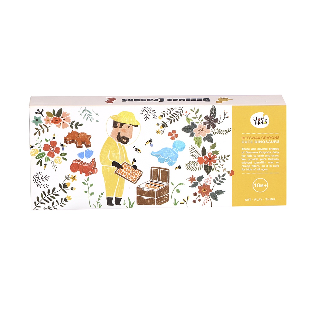 Jar Meló - Cute Dinosaur Beeswax Crayons - 12 Washable & Non-Toxic Colours