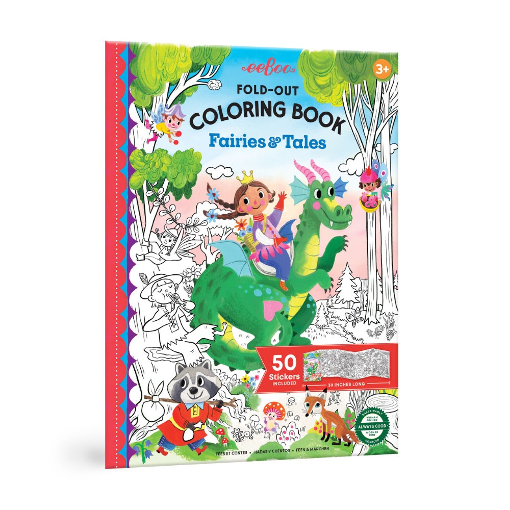 eeBoo - Fold-Out Colouring Book with Stickers - Fairies And Tales