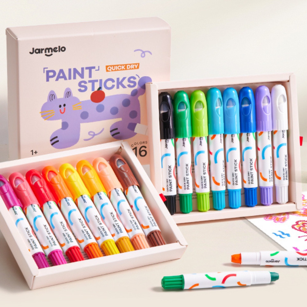 Jar Meló - Twistable Washable Silky Crayons - Wet & Dry Art Set - 16 Colours