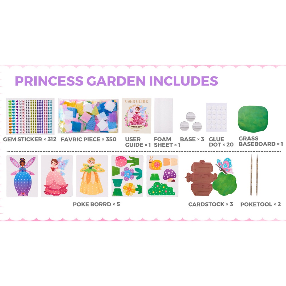 Jar Meló - 3-in-1 Dress Making Poke Arts & Crafts Set: Princess Garden