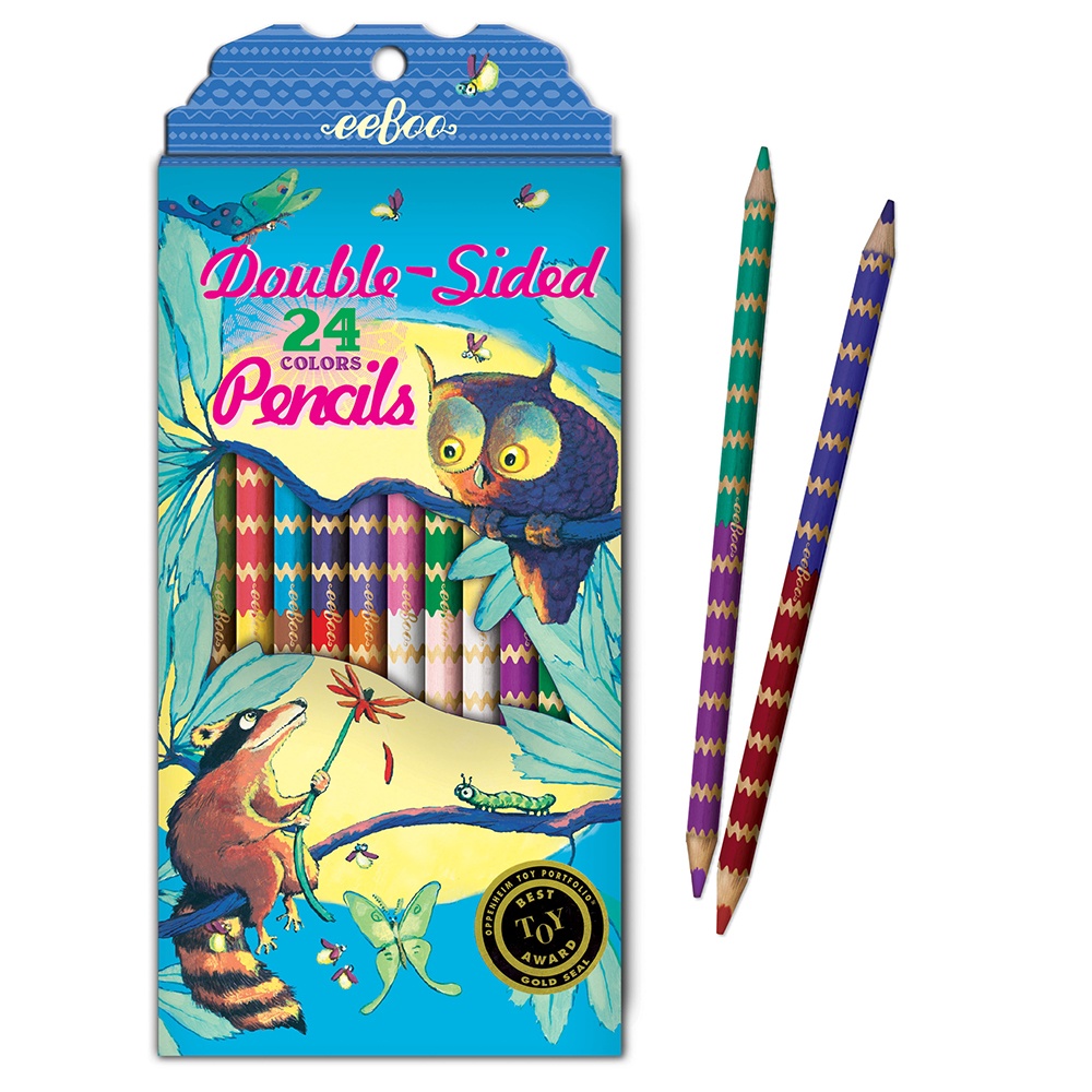 eeBoo - Raccoon and Owl 12 Double Sided Pencils -**