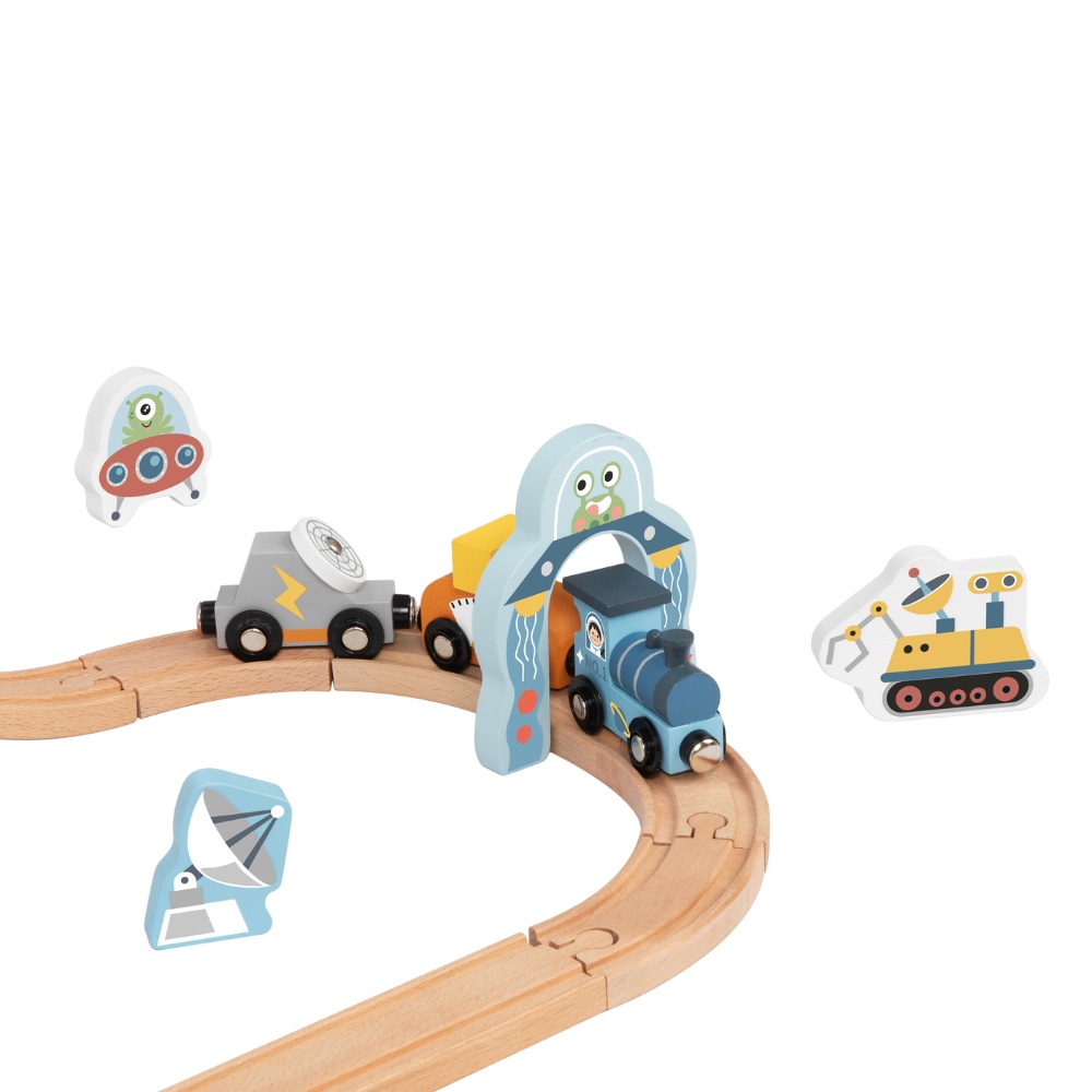 TookyToy - Wooden Space Station Train Toy Set