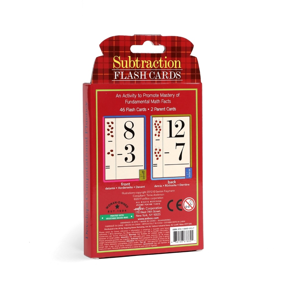 eeBoo - Subtraction Flash Cards - Educational Math Learning Cards