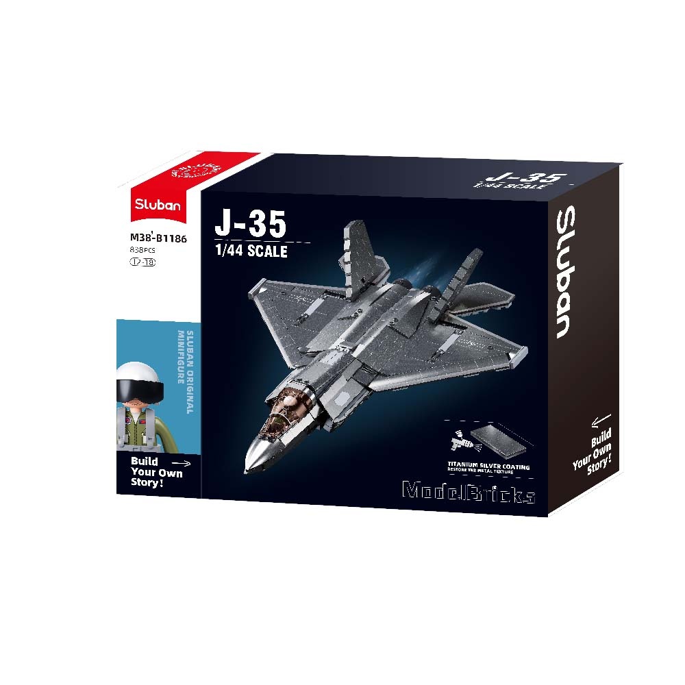 Sluban Building Set: Model Bricks - J35 Stealth Aircraft 1/44 - 838pcs