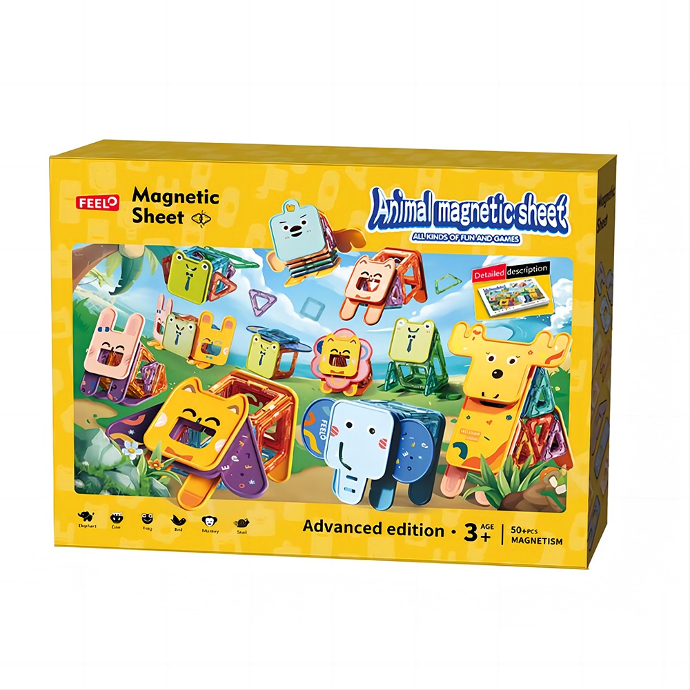Feelo - Magnetic Tiles Activity Set - Animals - 50 Pieces