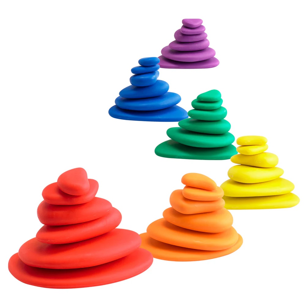 EDX Education - Rainbow Pebbles - 6 Colours 6 Sizes - 36pcs - Polybag