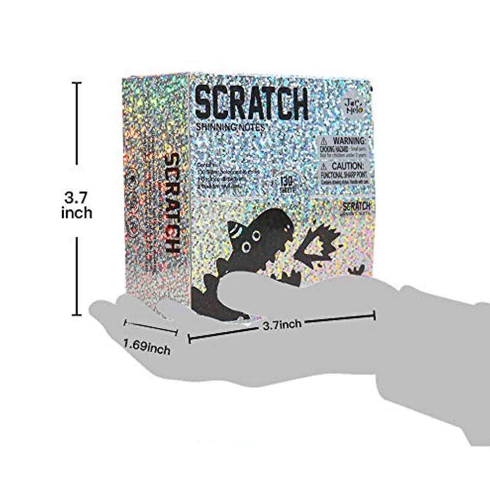Jar Meló - Scratch Art Paper Notes Set - Silver Hologram Glitter