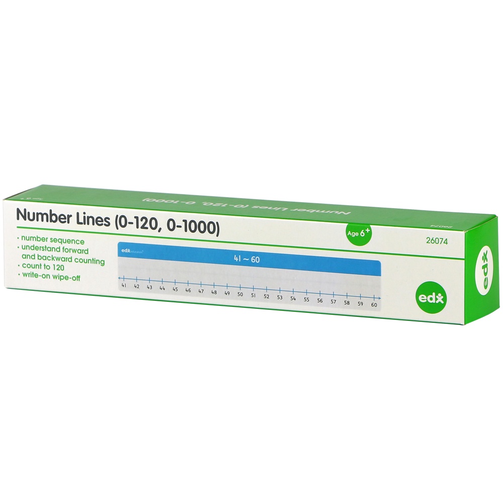 EDX Education - Number Lines - Write & Wipe - 0-120 & 0-1000 - Classroom Set - 78pcs