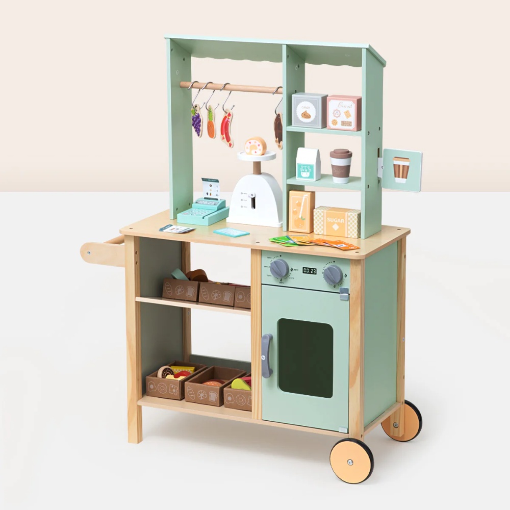 TookyToy - Pretend Play Wooden Grocery Store with Accessories