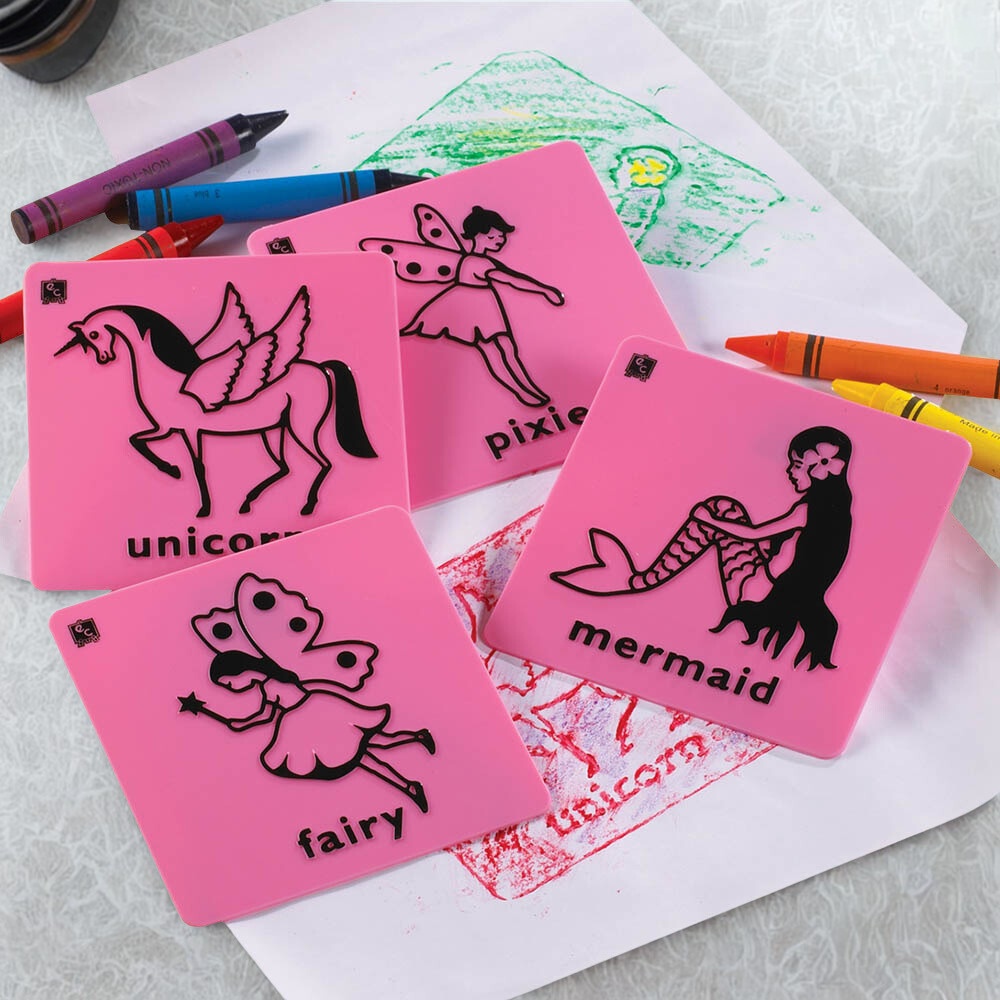 EDX Education - Art Rubbing & Embossing Plates - Fairies 4pcs