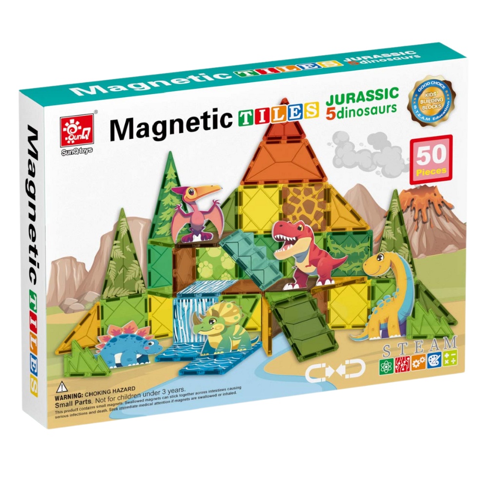 Magnetic Tiles - Dinosaur Set - 50 Pieces