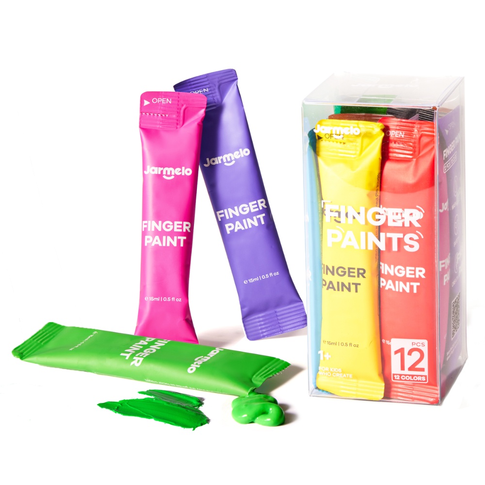 Jar Meló - Colour Burst Finger Paint Set - 12 Colours for Kids Art & Sensory Play