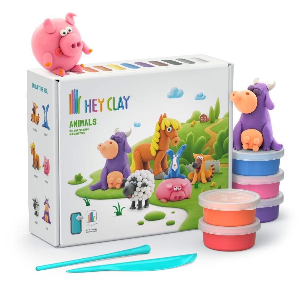 Hey Clay - Modelling Air-Dry Clay with Fun Interactive App - Animals, 15 cans