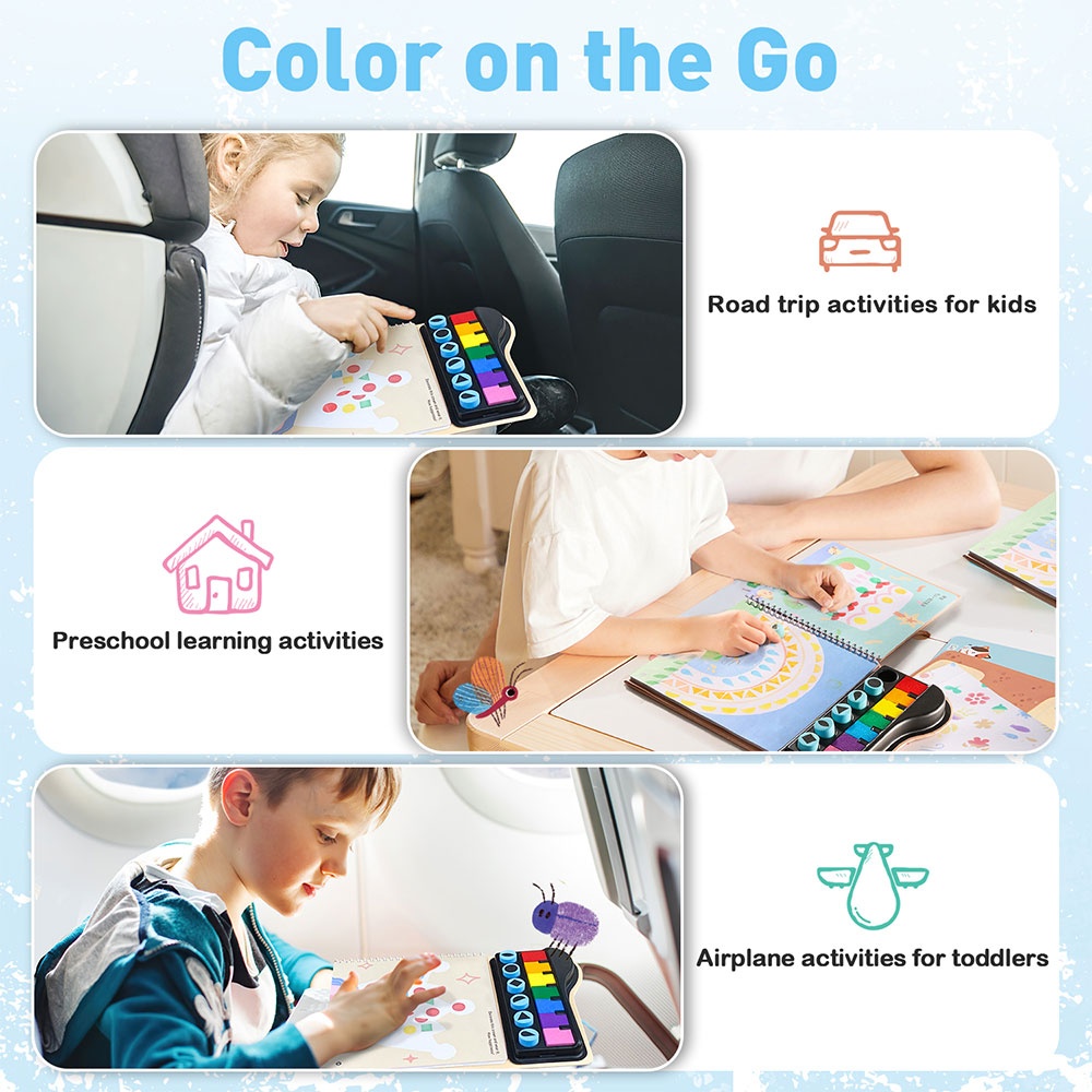 Jar Meló - Finger Paint Stamp Book - Colouring Activity with 6 Stamps & Paint Pads