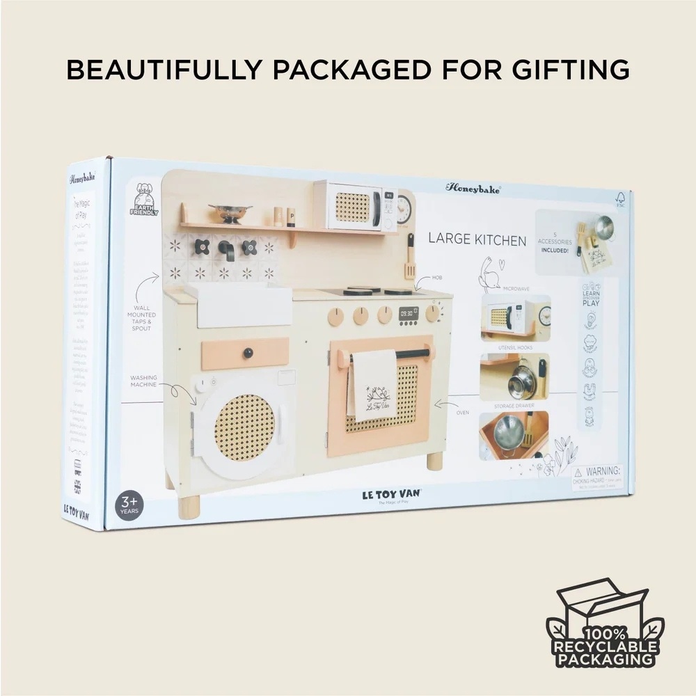 Le Toy Van - Family Size Rattan Wooden Play Kitchen
