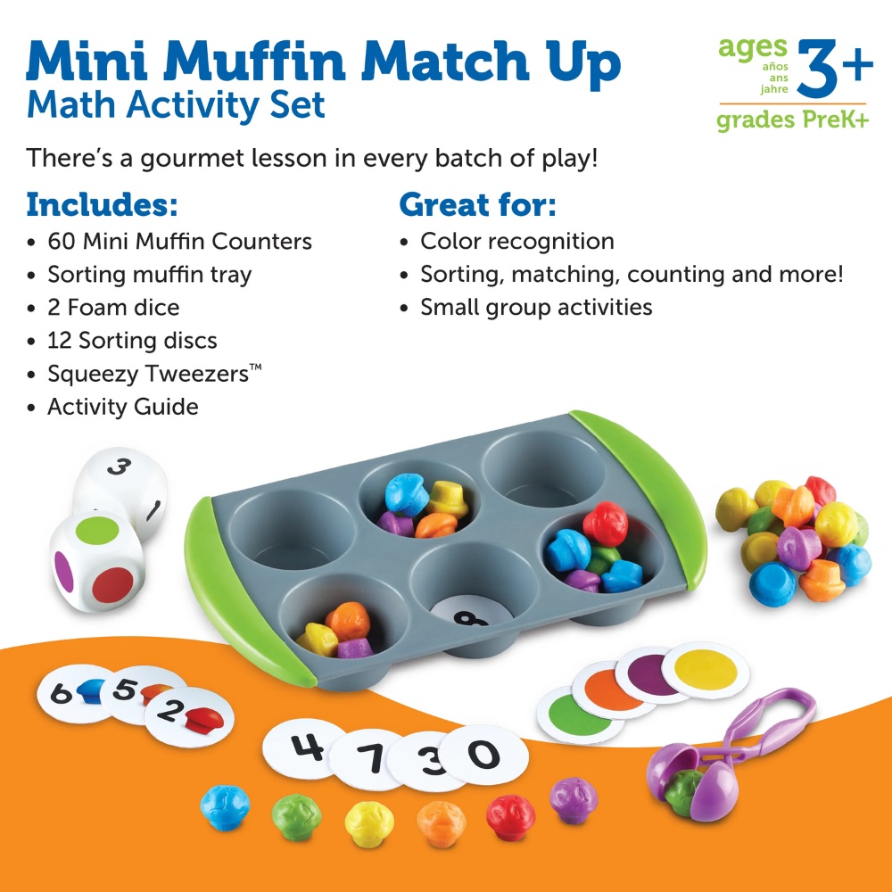Learning Resources - Muffin Match Up: Counting Colour Sorting Fine Motor Toy for Toddlers
