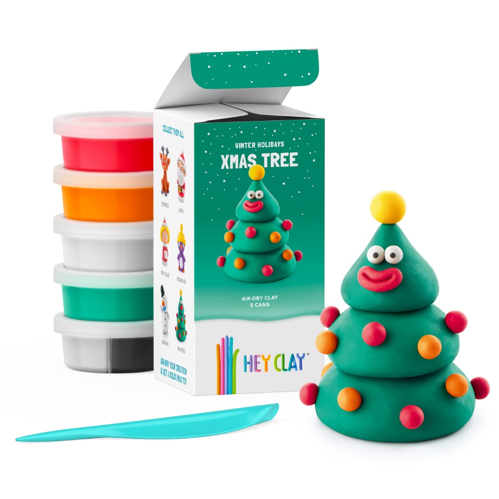 Hey Clay - Modelling Air-Dry Clay with Fun Interactive App - Xmas Tree, Christmas Series, 5 cans
