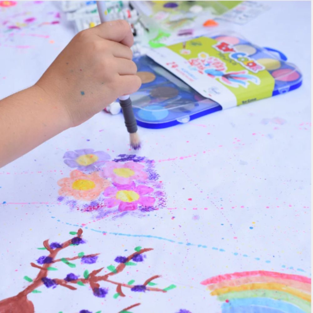 Toy Color - Watercolour Pallet & Paint Brush - Titanium & Gluten-Free - 12 Colours