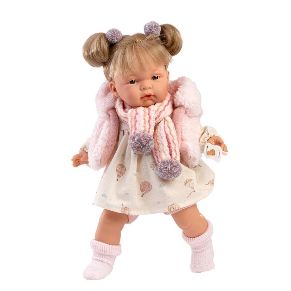 Llorens - Baby Girl Doll with Crying Mechanism, Clothing, Scarf & Accessories: Joelle - 38cm