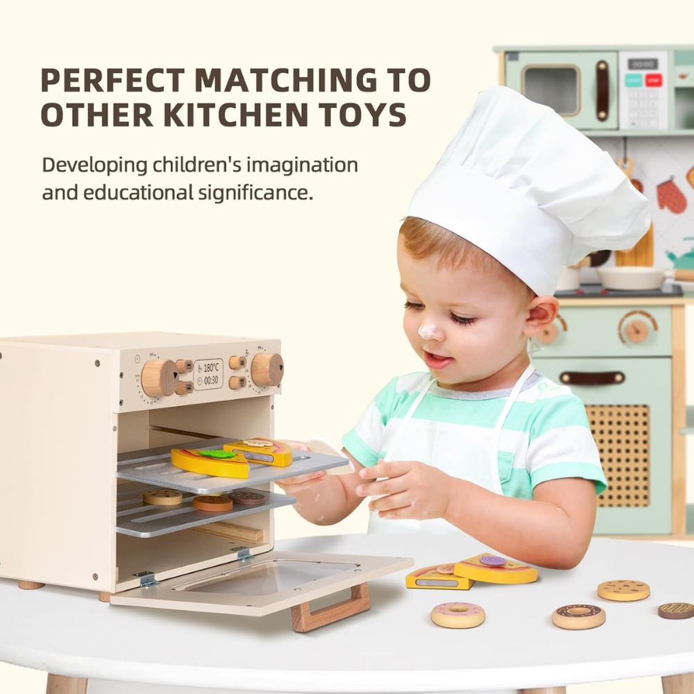 TookyToy - Pretend Play Wooden Oven Toy Playset