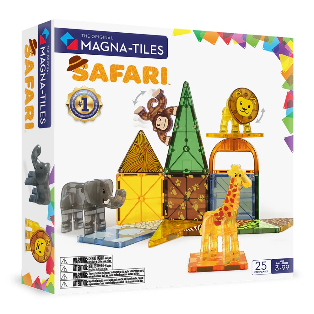 Magna-Tiles - Magnetic Construction Set - Safari Animals Set - 25pcs