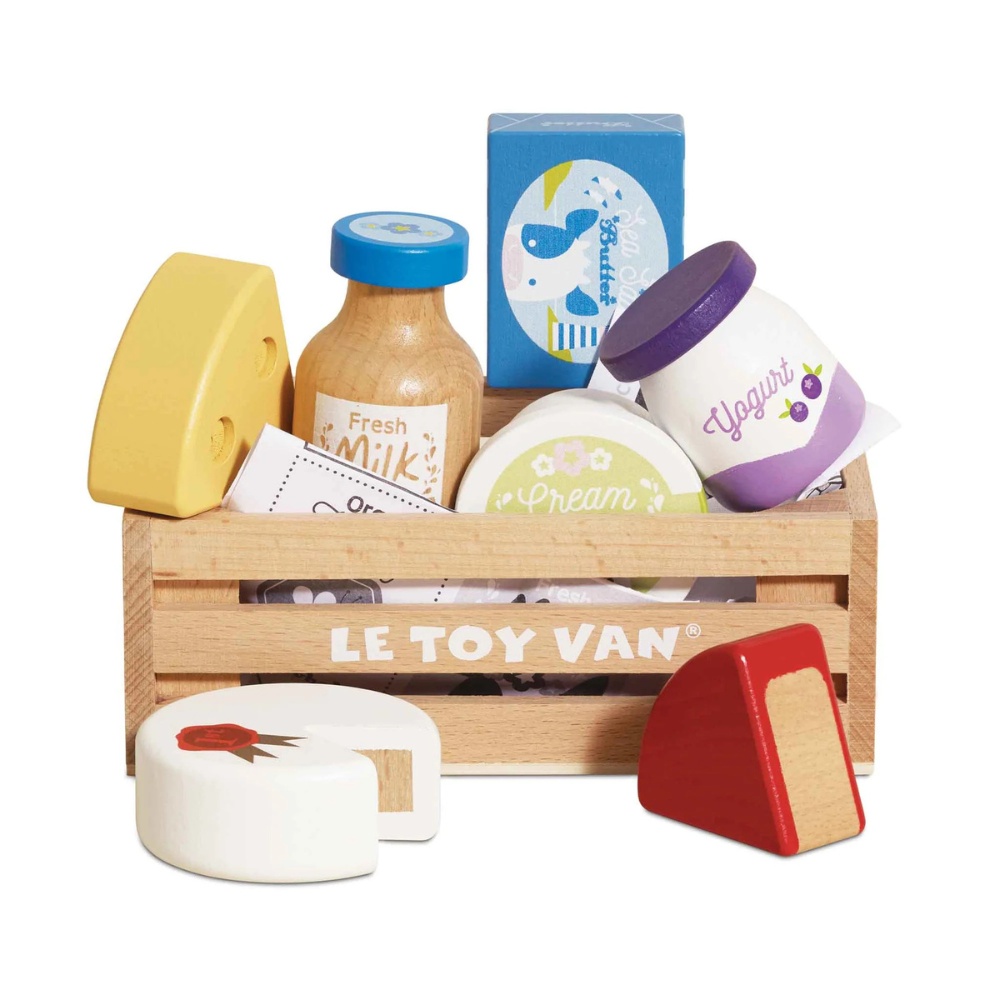 Le Toy Van - Wooden Cheese & Dairy Food Crate - 8pcs