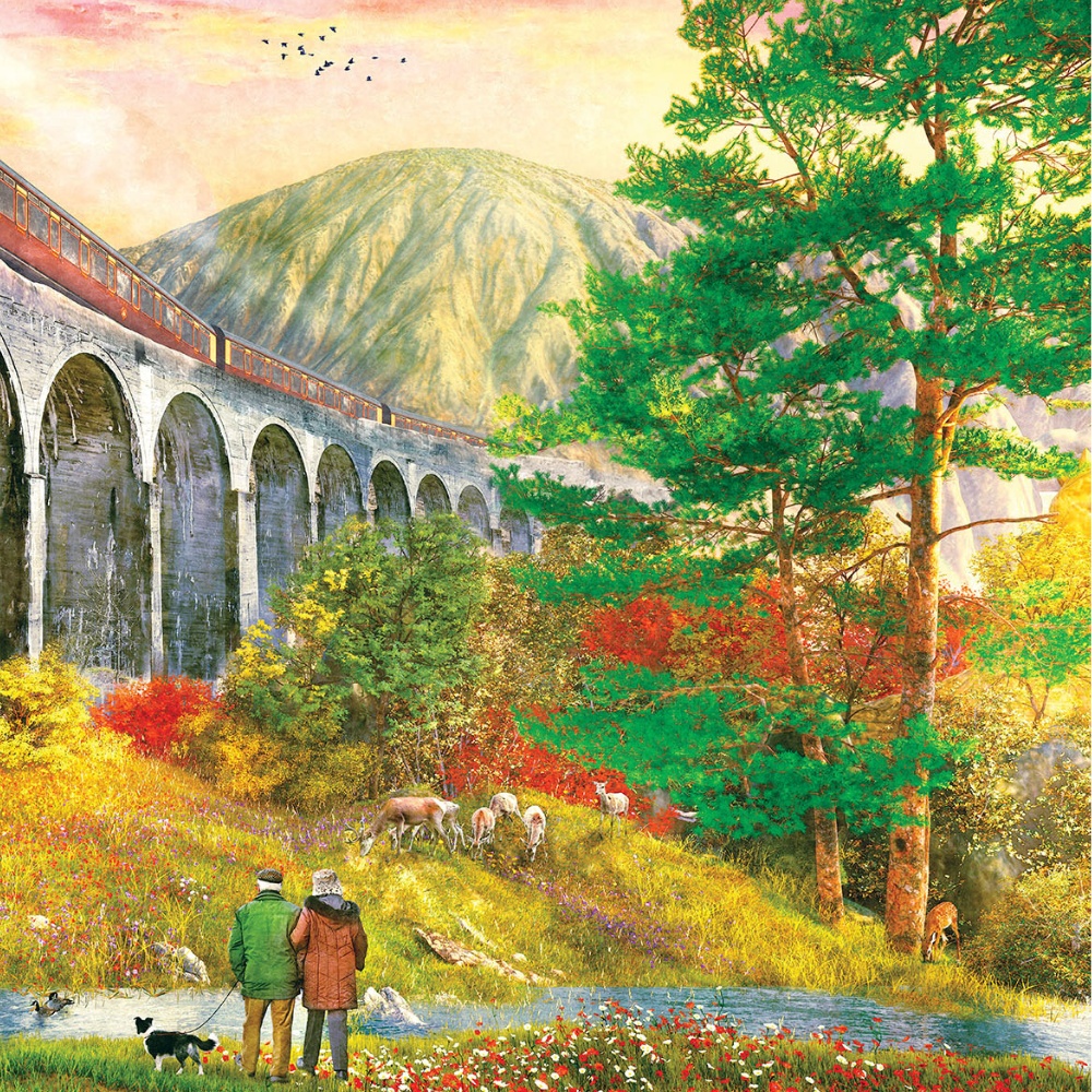 Gibsons - Crossing Glenfinnan Viaduct - 1000 Piece Jigsaw Puzzle