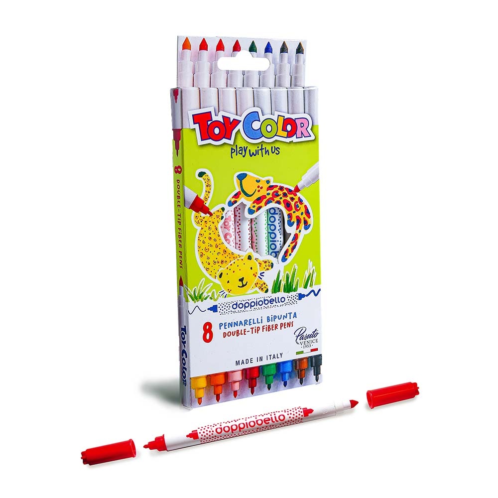 Toy Color - Double-Tip Fibre Markers - Fine & Broad Tips 8pcs