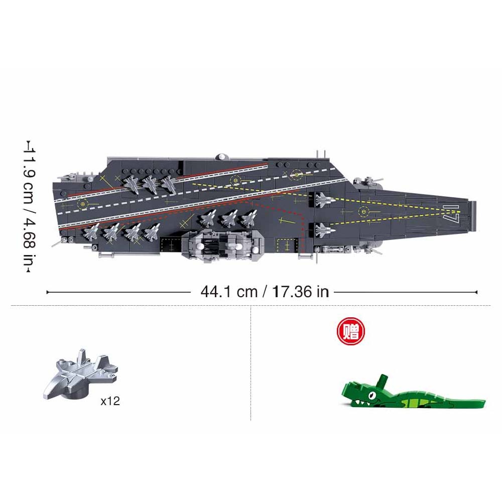 Sluban Building Set: Model Bricks - Aircraft Carrier Shandong 1/700 Scale - 584 Pieces