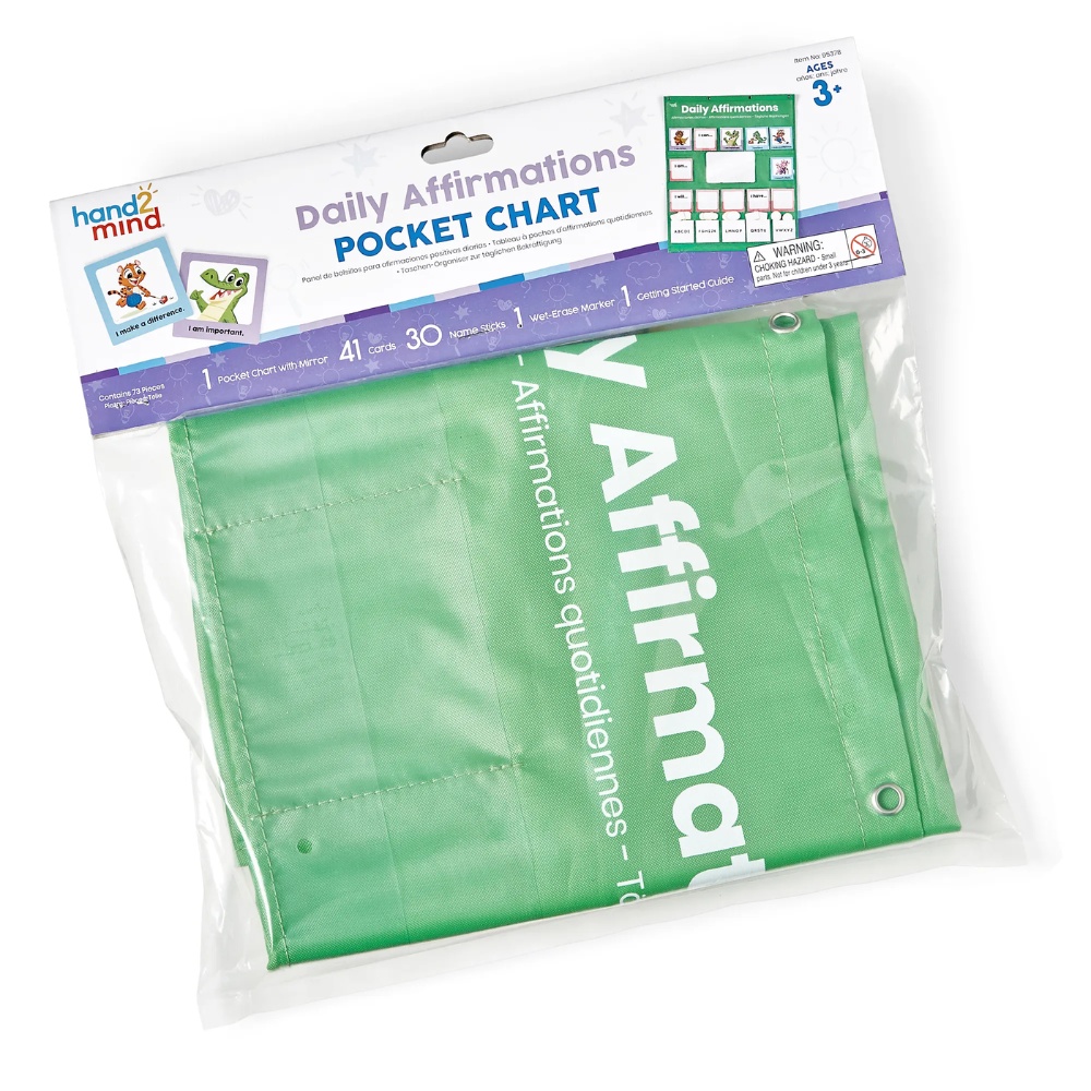Hand2Mind Daily Affirmations Pocket Chart - Growth Mindset Classroom Tool