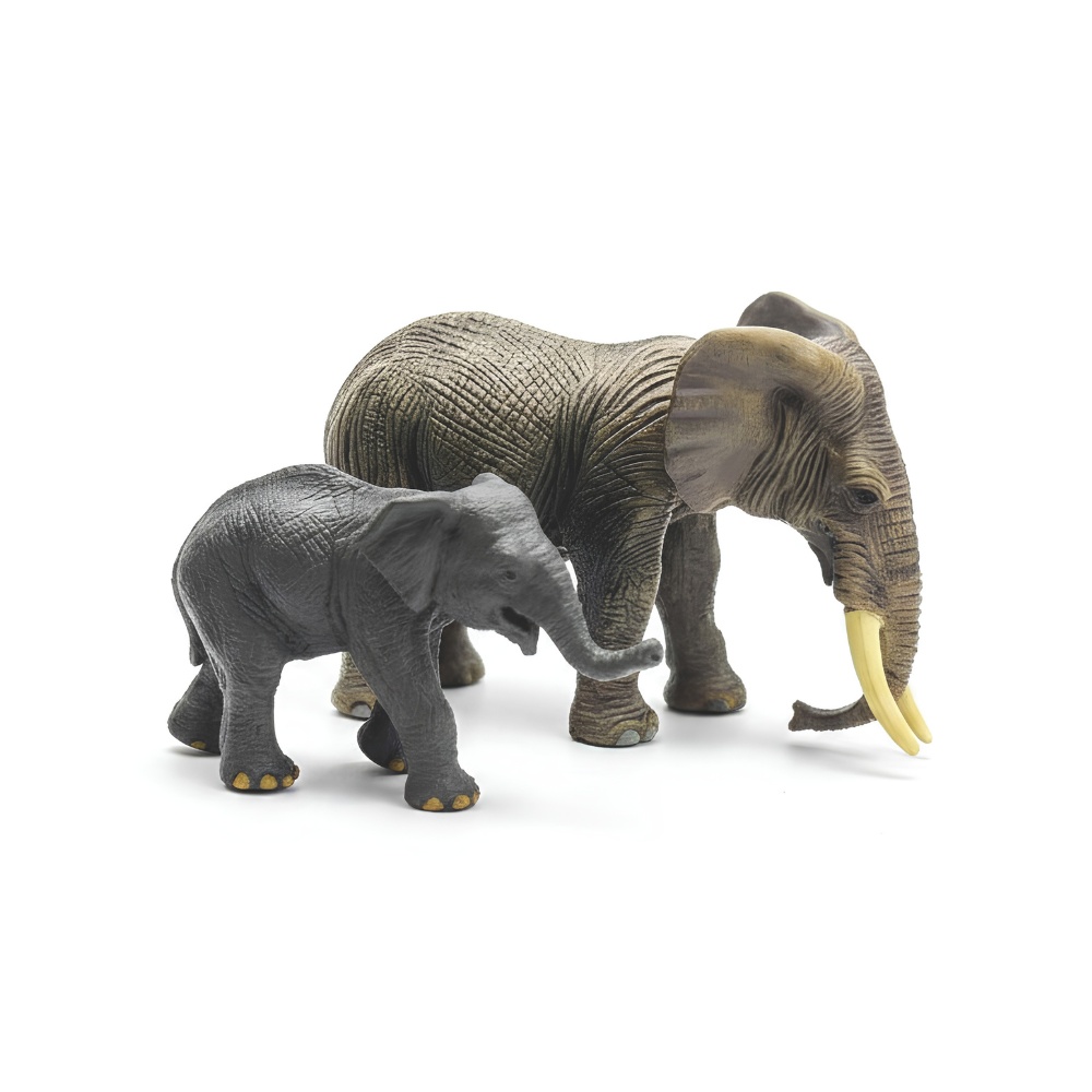 Model Series - African Elephant Mother and Calf Figure Set - 2 Pieces