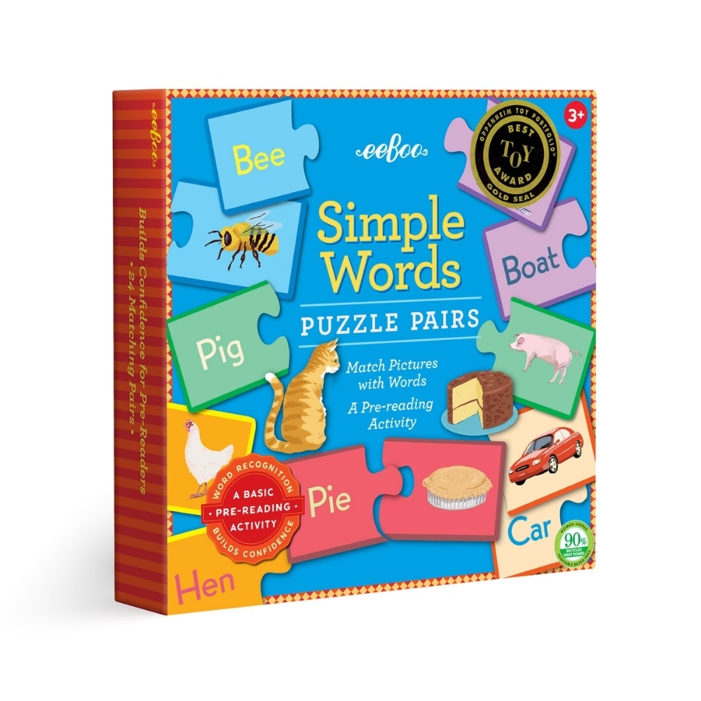 eeBoo - Simple Words Puzzle Pairs - Educational Puzzle for Kids