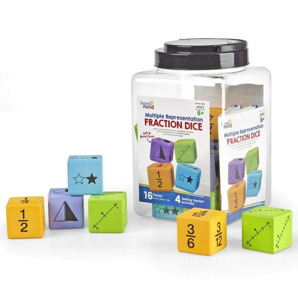 Hand2Mind - Fractions Representation Dice: Early Math Learning Activity - 16pcs