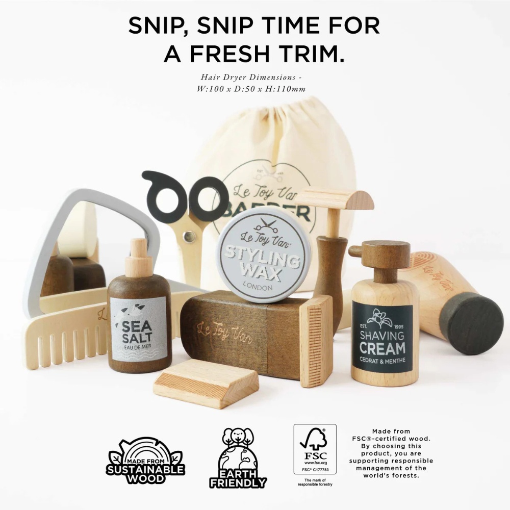 Le Toy Van - Wooden Hairdresser and Barber Kit - 12pcs