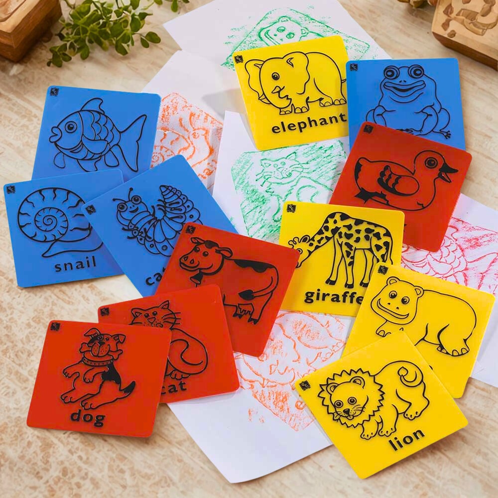 EDX Education - Art Rubbing & Embossing Plates - Animals 12pcs