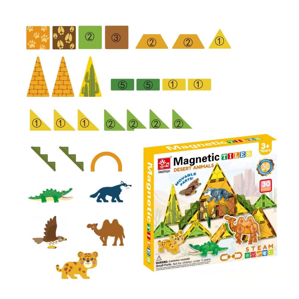 Magnetic Tiles - Wild Animals Set - 30 Pieces