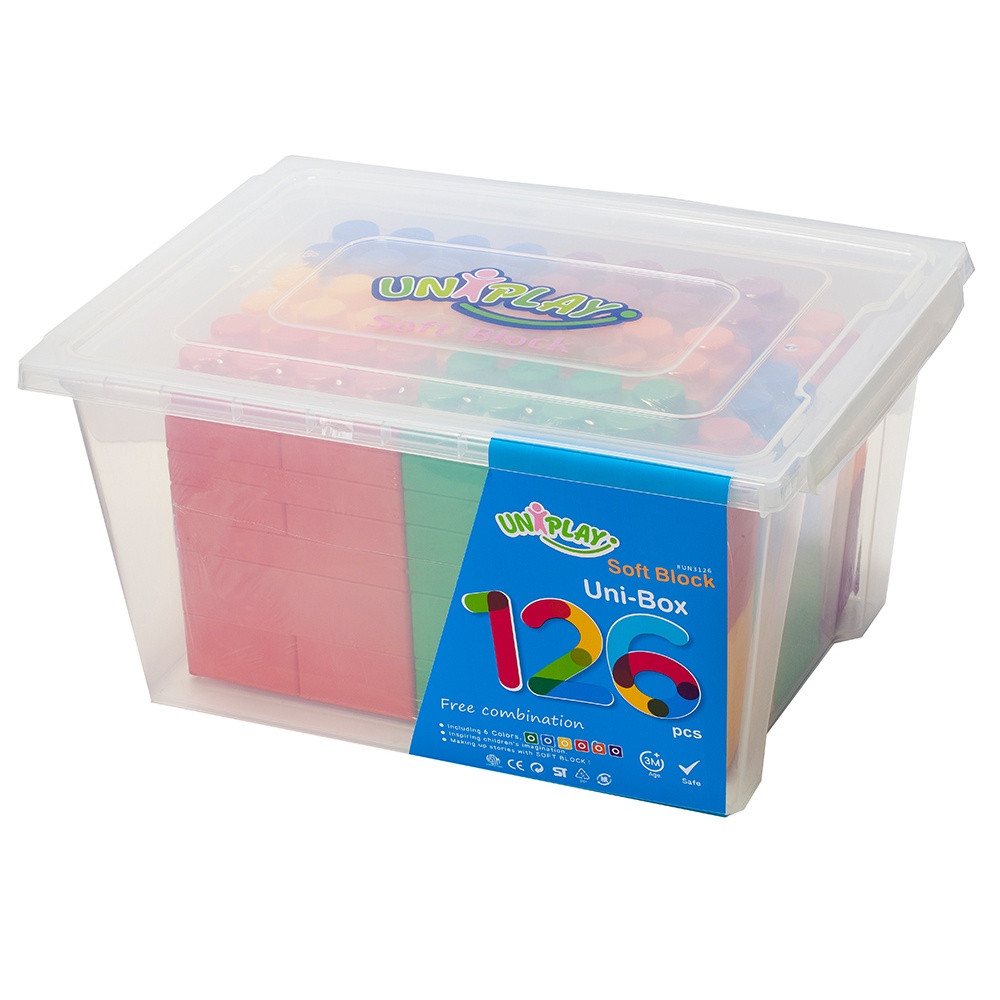 Greenbean - Jumbo Soft Blocks - Mixed - 126pcs - Storage Bin -**