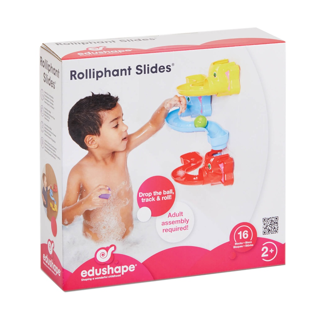 edushape - Rolliphant Elephant Ball Run - Bath Toy with Suction Cups for Toddlers
