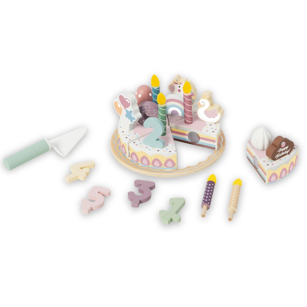 TookyToy - Pretend Play Rainbow Birthday Cake Toy Set