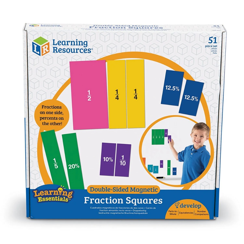 Learning Resources - Magnetic Fraction Squares: Double-Sided Teaching Demo Set