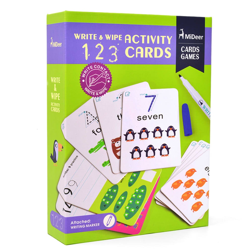 Mideer - Write & Wipe Cards: 123 Numbers - Reusable Learning Cards for Kids