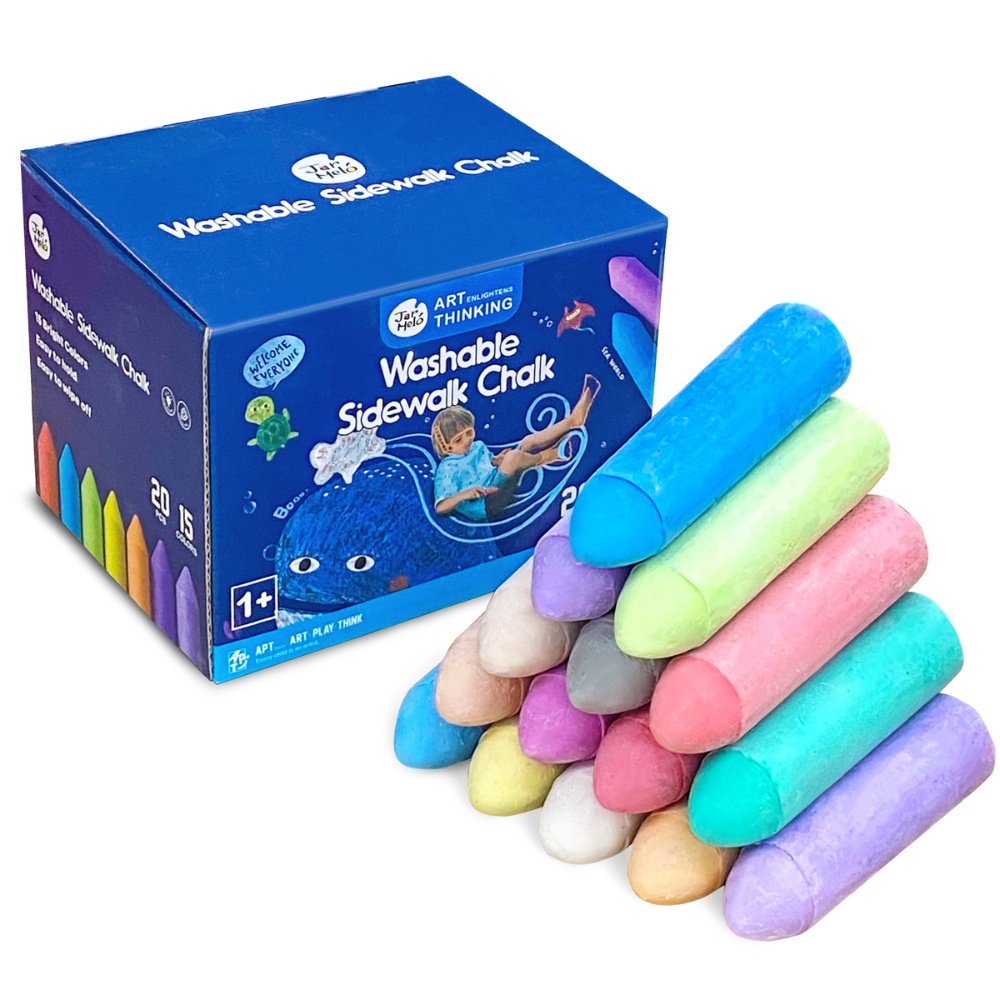 Jar Meló - Sidewalk Chalk - Washable & Non-Toxic - 15 Colours 20pcs