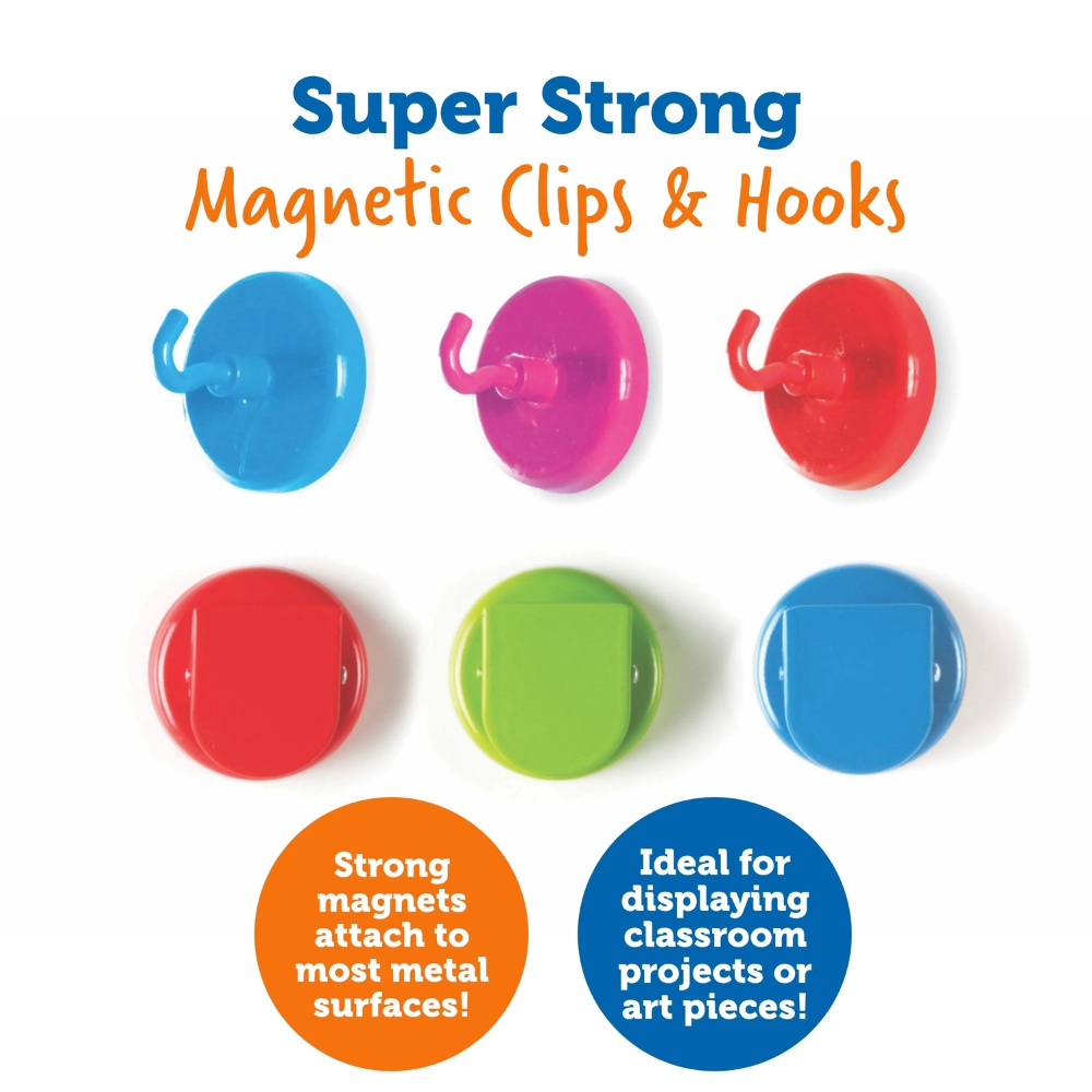 Learning Resources - Super Strong Magnets Hooks & Clips Set of 6