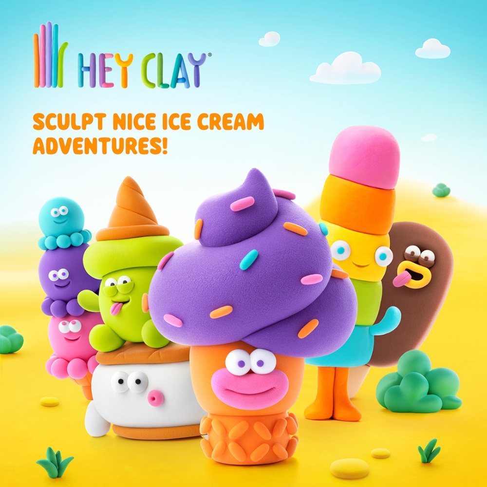 Hey Clay - Modelling Air-Dry Clay with Fun Interactive App - Flip Cone, Yeti Sandwich, Scoopanauts, Series Nice Ice Cream, 6 cans